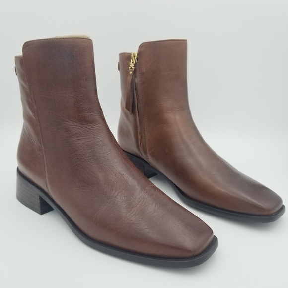 Sam Edelman Shoes - Sam Edelman Women's Thatcher Leather Ankle Boots, Burnt Brandy (Brown), Size 8